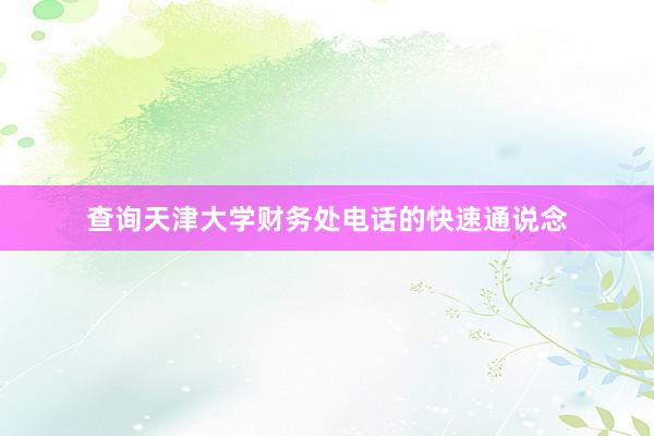 查询天津大学财务处电话的快速通说念