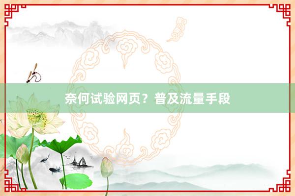 奈何试验网页？普及流量手段